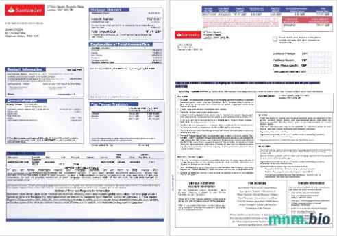 Zjednoczone Królestwo Santander Bank wyciąg z kredytu hipotecznego w formatach Word i PDF, 3 strony 1-2